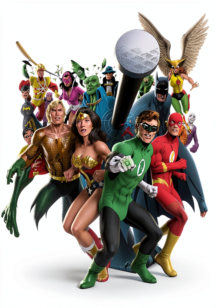 Justice League The Nail graphic novel cover showing superhero action