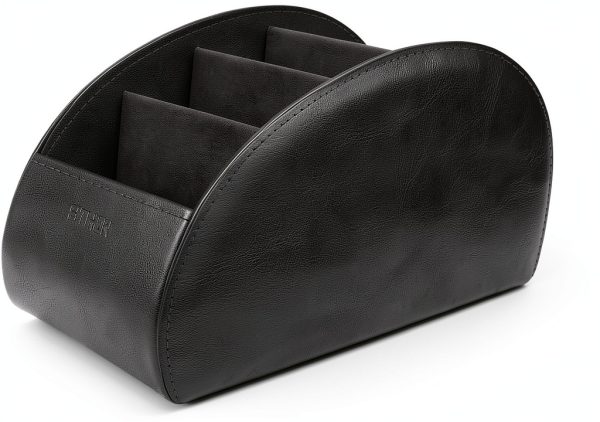 Remote Controller Organizer SITHON Faux Leather 5-Compartment Black-6