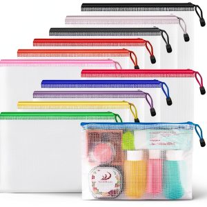 Umriox Multicolored Plastic Zipper Pouch 12 Pack A5 9.5x7.1in-0