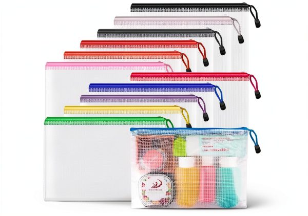 Umriox Multicolored Plastic Zipper Pouch 12 Pack A5 9.5x7.1in-0