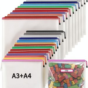 Zipper Pouches by Umriox Multicolored 24pcs A3 A4 PVC Organizer-0