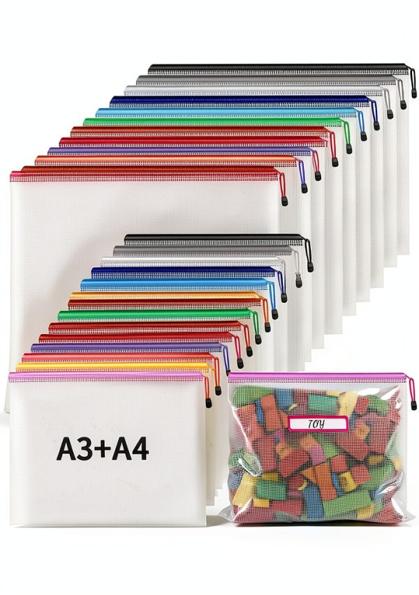 Zipper Pouches by Umriox Multicolored 24pcs A3 A4 PVC Organizer-0